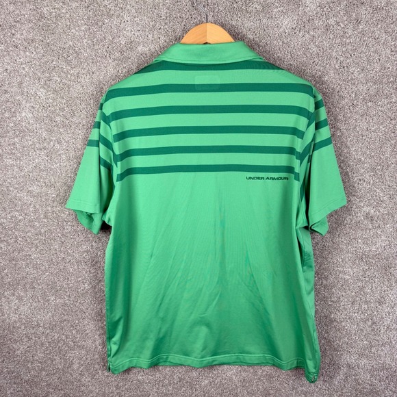 Under Armour Lot of 3 HeatGear Polo Shirts Mens 2XL Gray Green Blue Striped - Picture 6 of 9